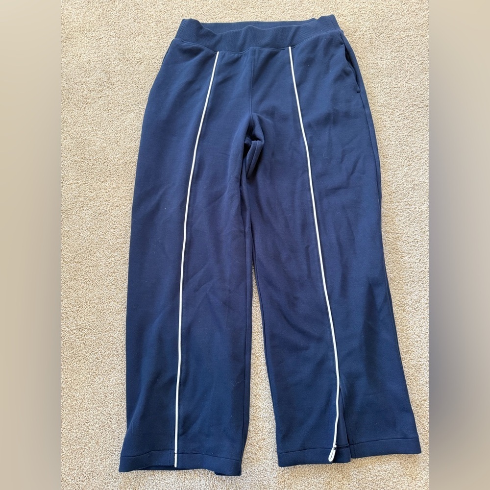 SPANX Airessentials Airpique Track Pant Womens XL Timeless Navy Wide Leg